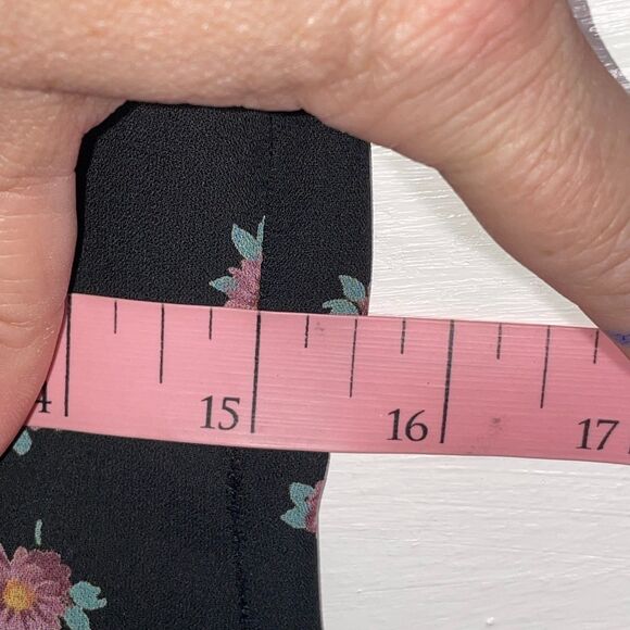 Vintage Maggie London Black Floral Dress Sheath Short Sleeve Lined Size M 90s - Picture 10 of 13